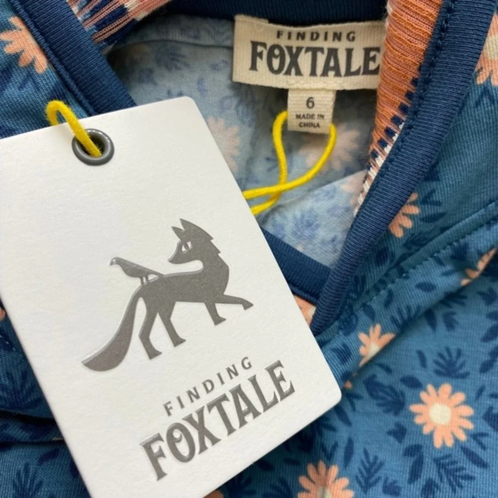 Finding Foxtale Boho Hooded Dress Girls 6 Navy‎ Daisy Whimsical Festival